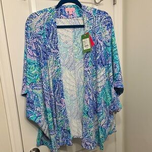 NWT Lilly Pulitzer bondi cardigan S/M blue current fantasea